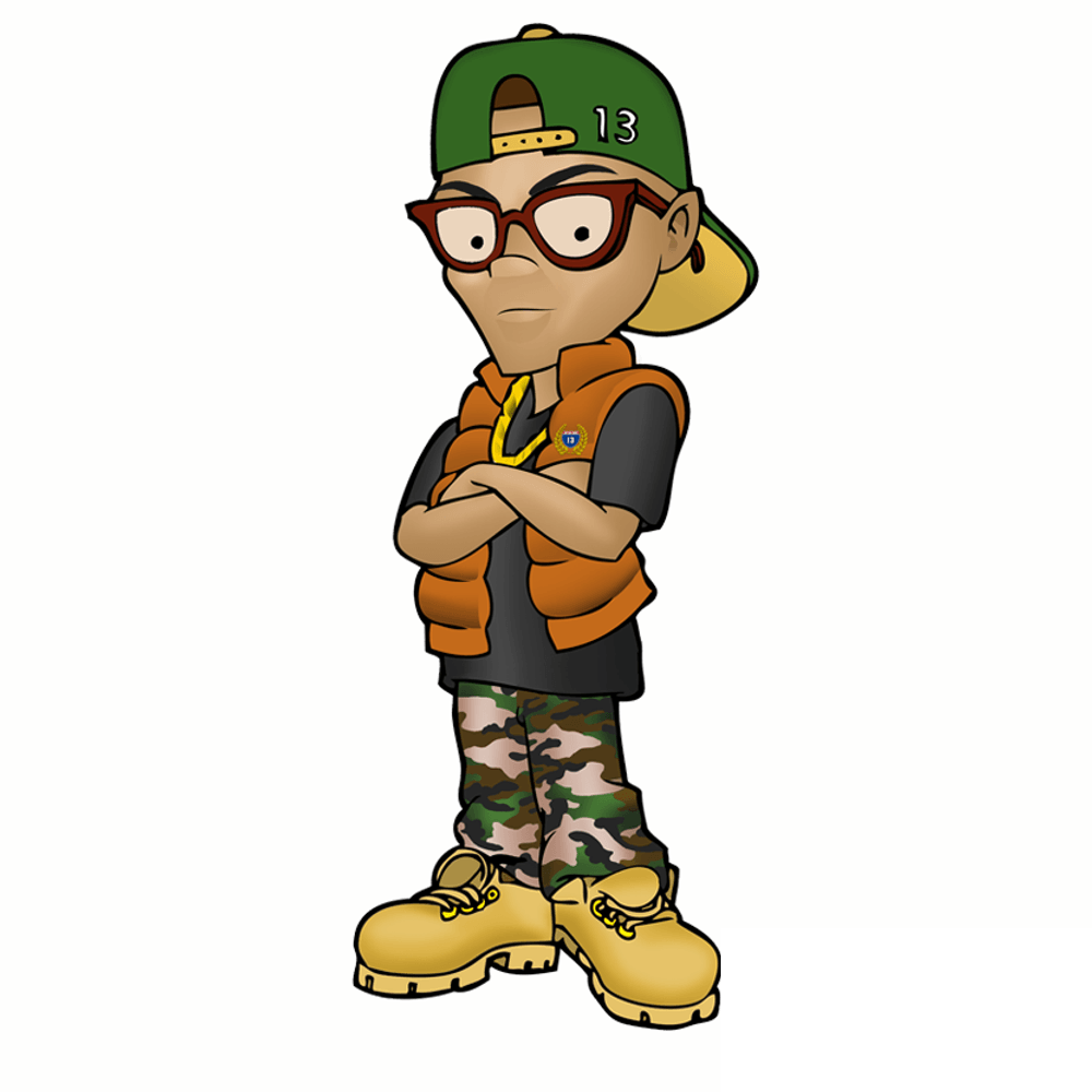 The Hip Hop Nerd character, the image the palette below was pulled from